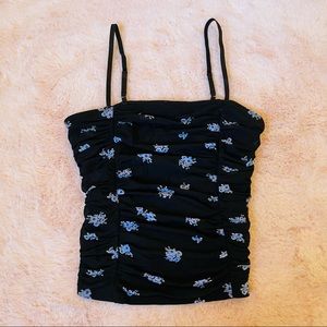 Juniors size medium 90s y2k style black mesh floral print tank top